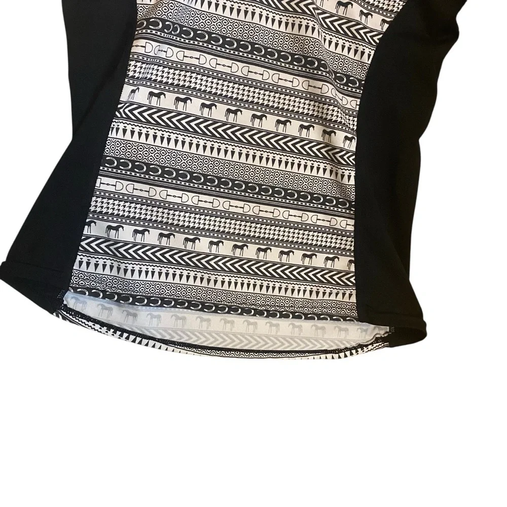 Kerrits Black and White Equestrian Horse Printed Quarter Zip Pullover Girls Med